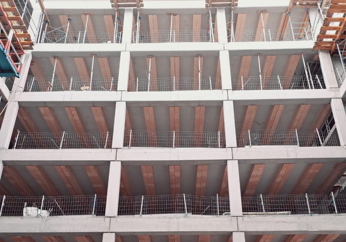 projet Woodhub - chantier facade